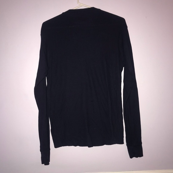COTTON / POLYESTER WOVEN LONG SLEEVE ; NAVY BLUE - Picture 3 of 5